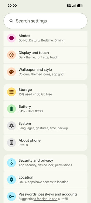 Return to the Settings menu  and select Battery