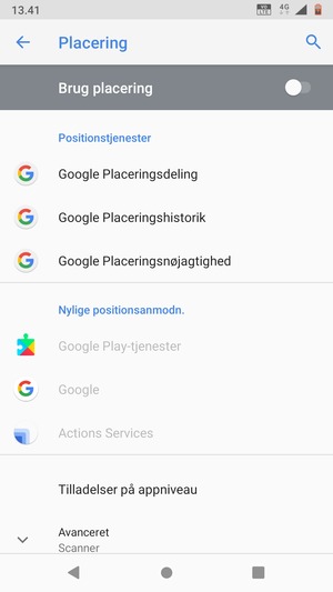 Slå Placering fra