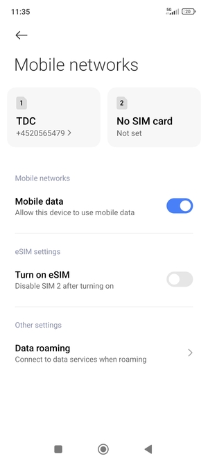 Select Data roaming