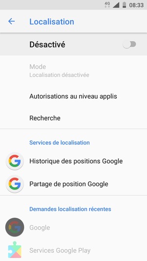Désactiver le Localisation