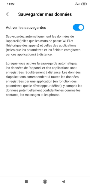 Sélectionnez le bouton Retour