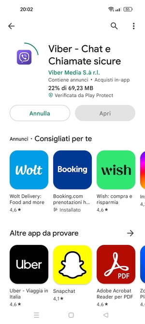 Attendi il completamento del processo di installazione