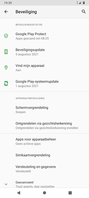 Scroll naar en selecteer Simkaartvergrendeling