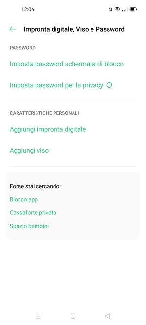 Seleziona Imposta password schermata di blocco