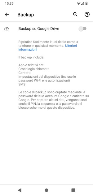Attiva Backup su Google Drive