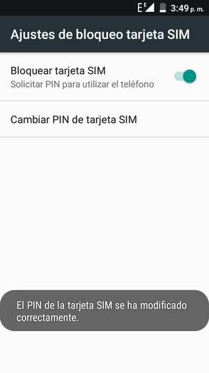 Su PIN de la tarjeta SIM ha sido cambiado
