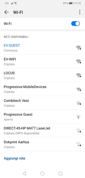 Ora sei connesso alla rete Wi-Fi