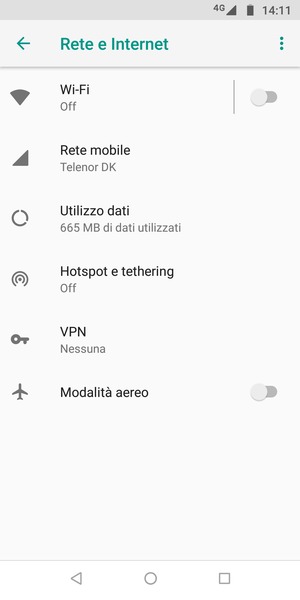 Seleziona Rete mobile