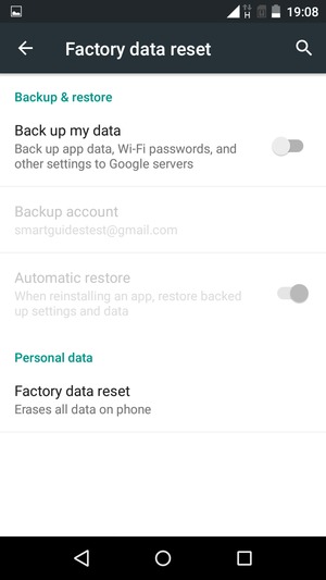 Turn on Back up my data