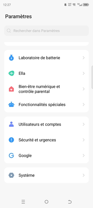Faites défiler et sélectionnez Système