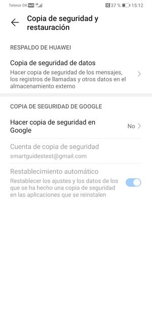 Seleccione Hacer copia de seguridad en Google