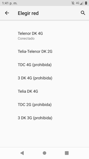 Seleccione un operador de red de la lista