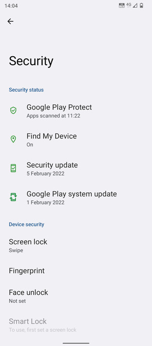 Select Screen lock