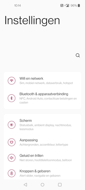 Selecteer Wifi en netwerk