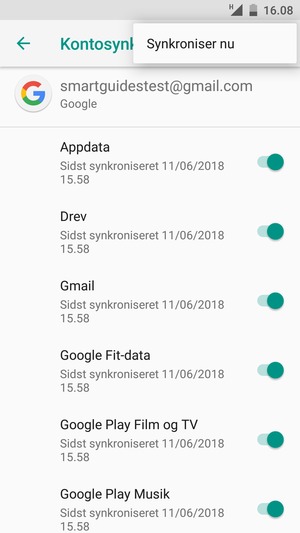 Vælg Synkroniser nu