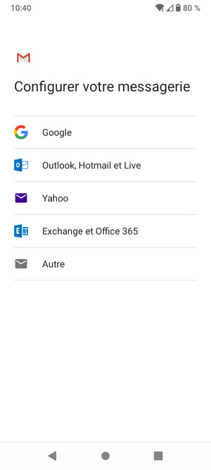 Sélectionnez Outlook, Hotmail et Live