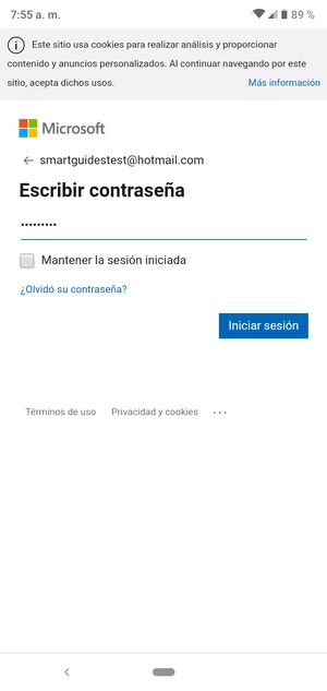 Introduzca su contraseña y seleccione Iniciar sesión