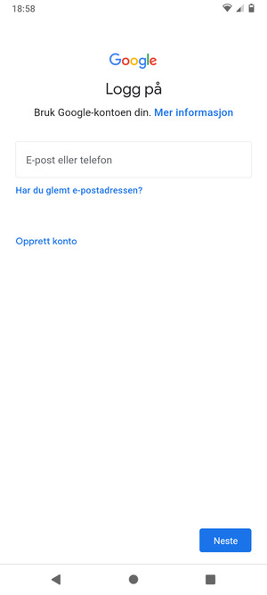 Skriv inn din Gmail-adresse og velg Neste