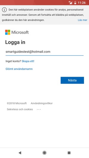 Ange din e-postadress och välj Nästa