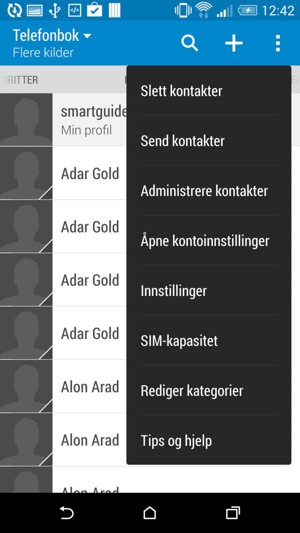 Velg Administrere kontakter