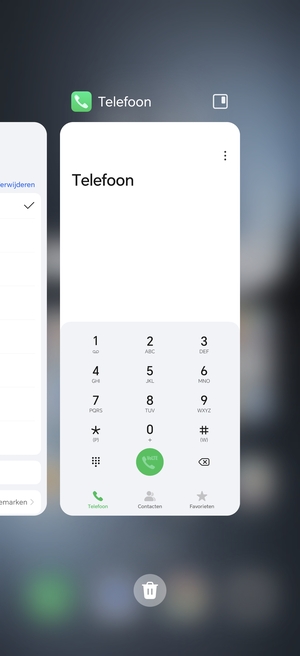 Selecteer het Verwijderen-pictogram om alle actieve apps te sluiten