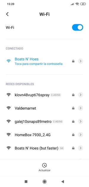 Ahora está conectado a la red Wi-Fi