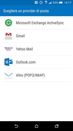 Seleziona Gmail o Hotmail (Outlook.com)