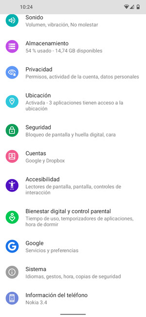 Desplácese y seleccione Seguridad