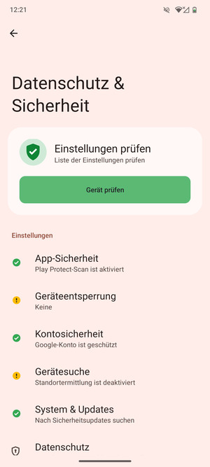 Wählen Sie Geräteensperrung