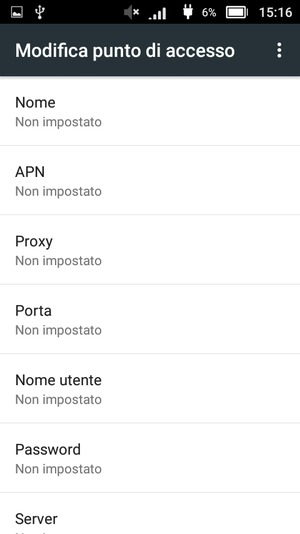 Inserisci le informazioni di Internet