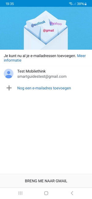 Selecteer BRENG ME NAAR GMAIL