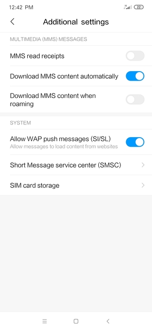 Select Short Message service center (SMSC)