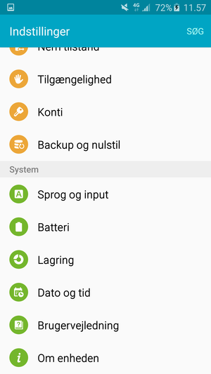 Scroll til og vælg Batteri