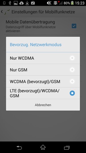 Wählen Sie Nur GSM, um 2G zu aktivieren