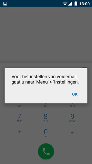 Als uw voicemail niet geïnstalleerd is, selecteert u OK