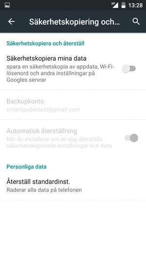 Aktivera Säkerhetskopiera mina data