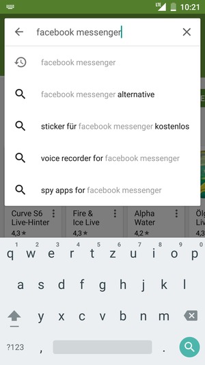 Geben Sie den Namen der App ein und wählen Sie Suche