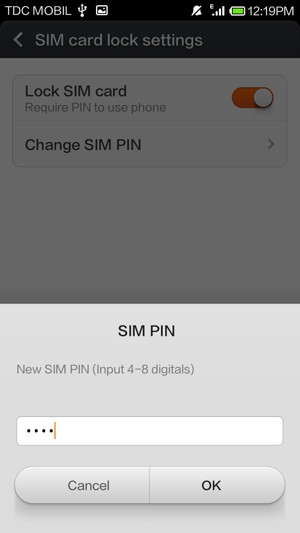 Enter your New SIM PIN and select OK
