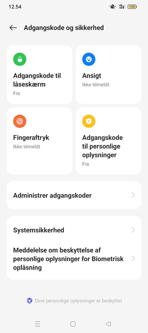 For at aktivere din skærmlås, gå til menuen Adgangskode og sikkerhed og vælg Adgangskode til låseskærm