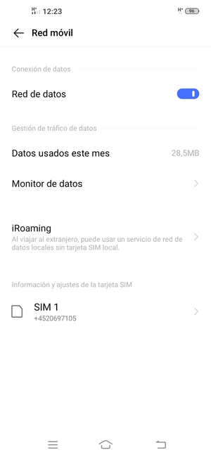 Seleccione SIM 1 o SIM 2