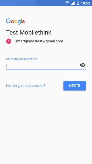 Skriv inn passord og velg NESTE