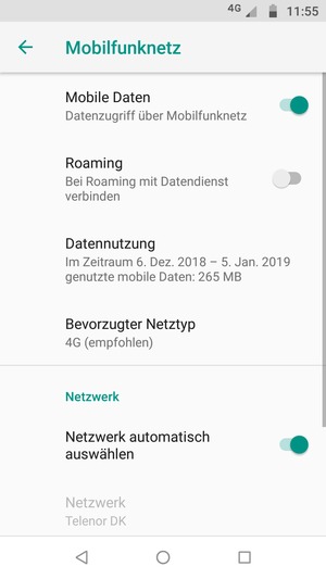 Schalten Sie Netzwerk automatisch auswählen aus