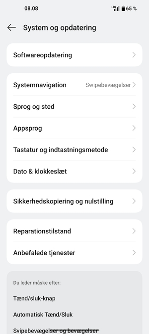 Vælg Softwareopdatering
