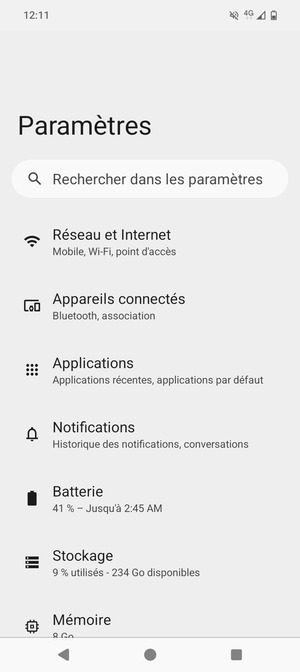 Sélectionnez Réseau et  Internet