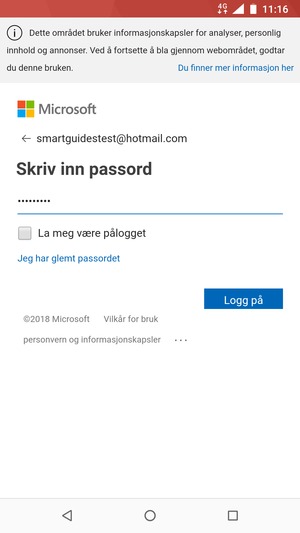 Skriv inn passord og velg Logg på
