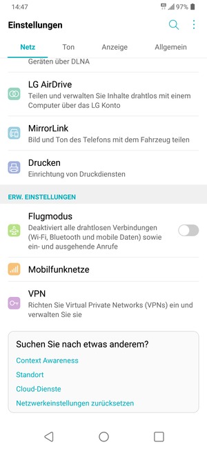 Scrollen Sie und wählen Sie Mobilfunknetze