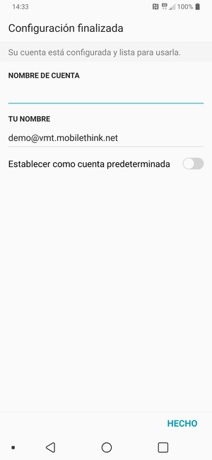 Déle a su cuenta un nombre y escriba su nombre. Seleccione HECHO