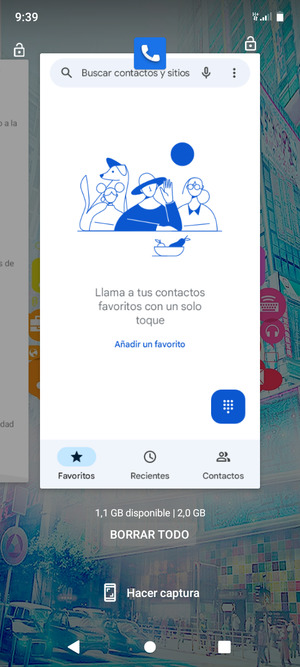 Seleccione BORRAR TODO para cerrar todas las aplicaciones en ejecución