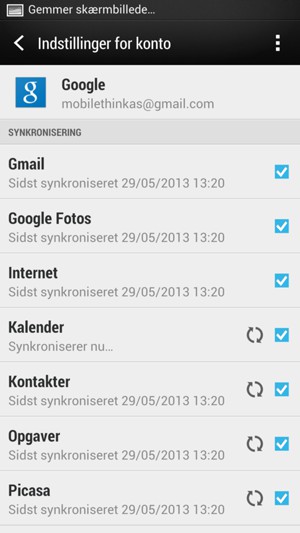 Dine oplysninger vil blive synkroniseret