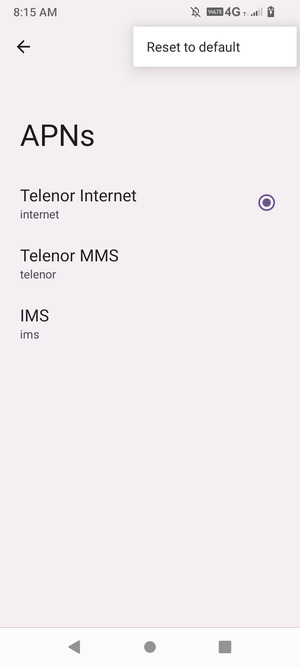 Select Reset to default